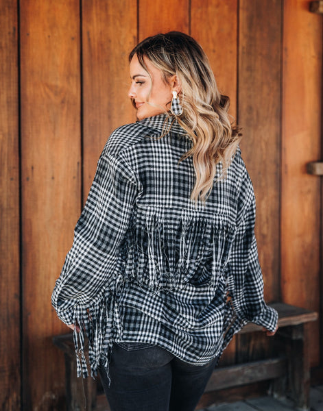 Black In Time Flannel Top