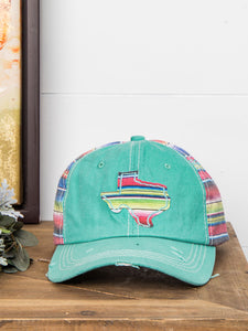 Embroidered Serape Texas Hat in Turquoise