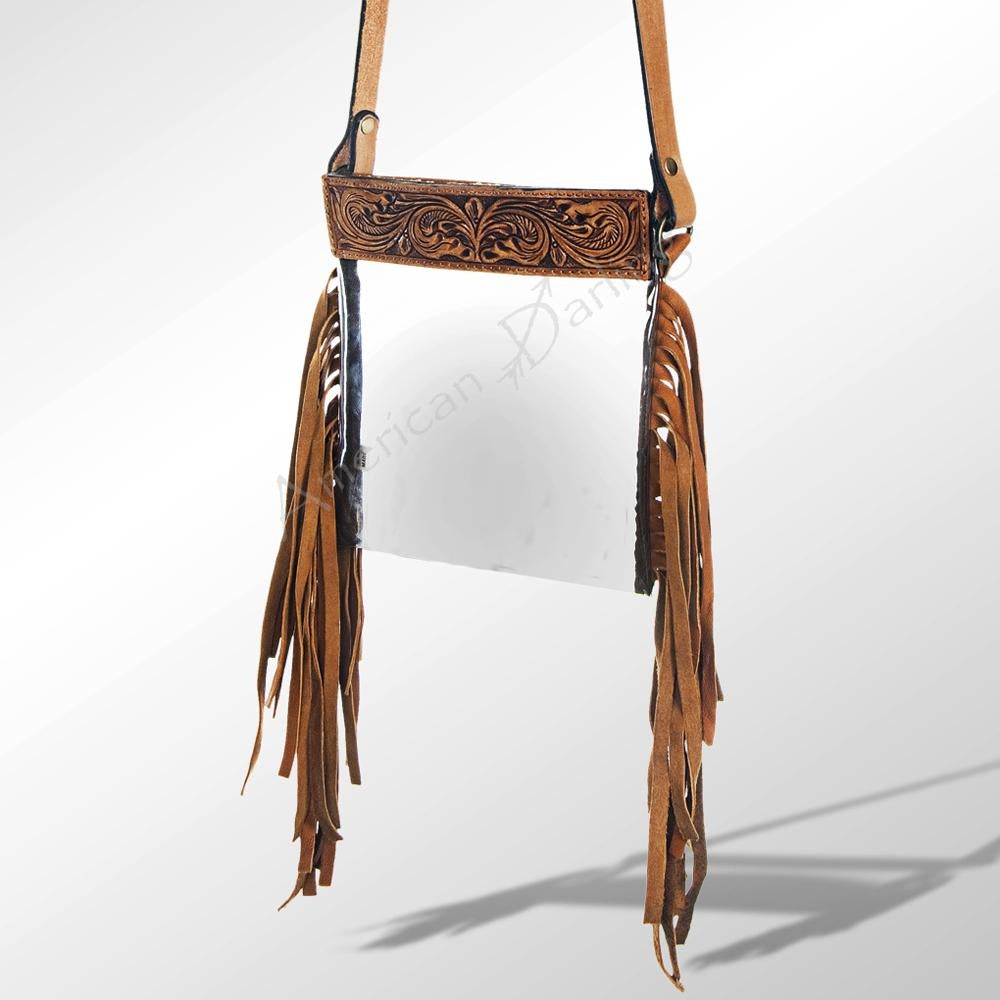 Clear Tooled Crossbody with Fringe