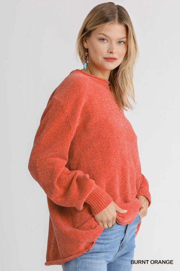 Orange chenille sweater hotsell