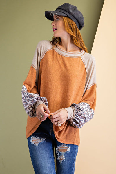 Faded Rust Leopard Mix Top