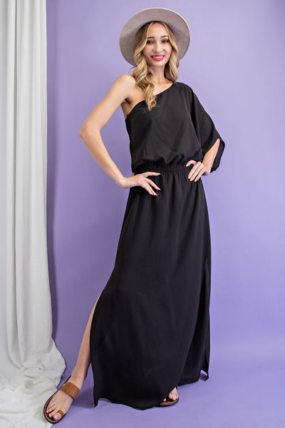 Black One Shoulder Maxi Dress