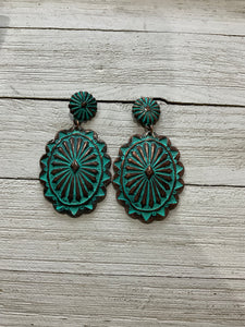 Patina Concho Round Earrings