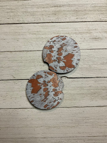 Metallic Cowhide Car Coasters