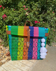 Bright Multicolored Hand Woven Backpack