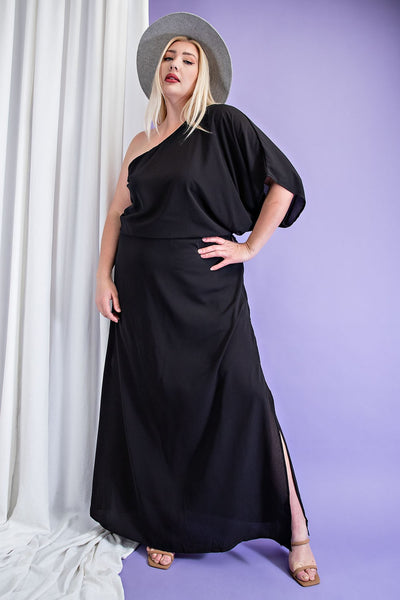Black One Shoulder Maxi Dress