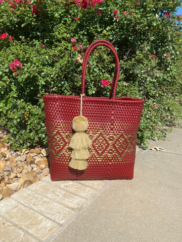 Diego Maroon with Gold Hand Woven Tote