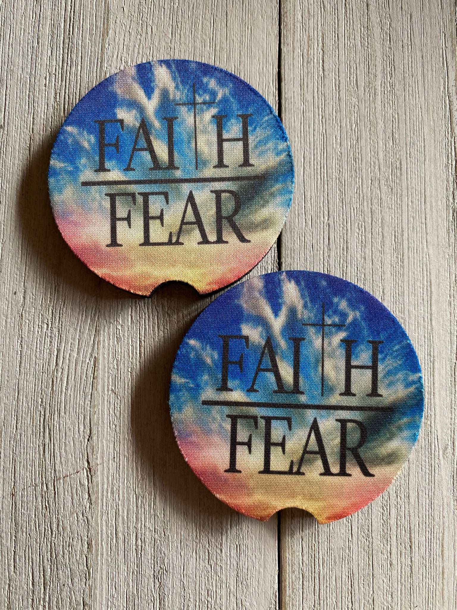 Faith Over Fear Car Coasters