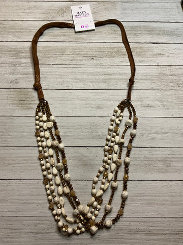 Multi Strand White Stone and Gold Necklace