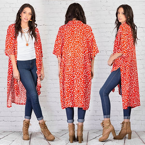 Red Dalmation Print Duster