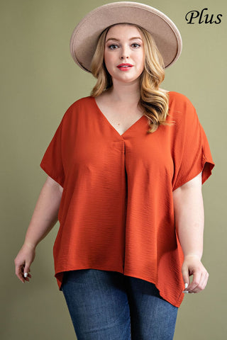 Rust Easy Breezy V-neck Top