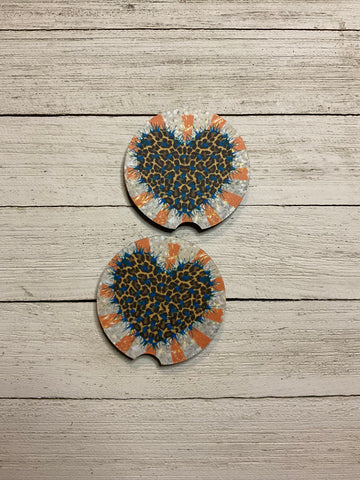 Leopard Heart Car Coasters