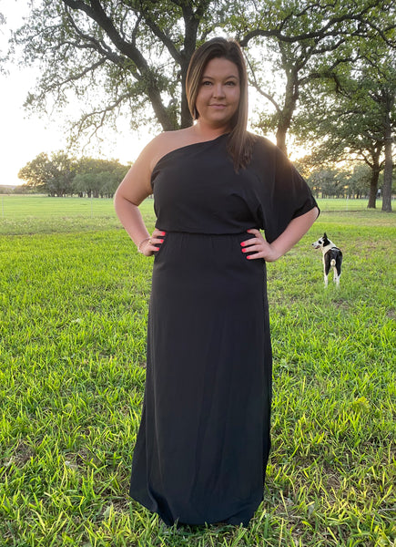 Black One Shoulder Maxi Dress