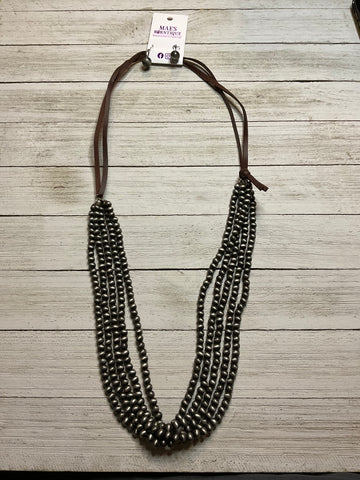 Multi Strand Navajo Pearl Necklace on Leather
