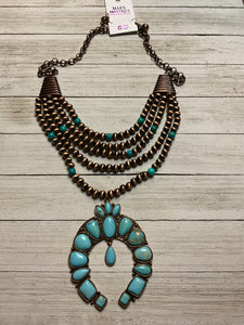 Copper Navajo and Turquoise Squash Necklace