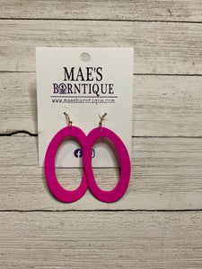 Hot Pink Oval Painted Earrings