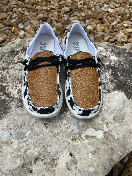 Cow Print and Leather Luma Gypsy Jazz Shoes