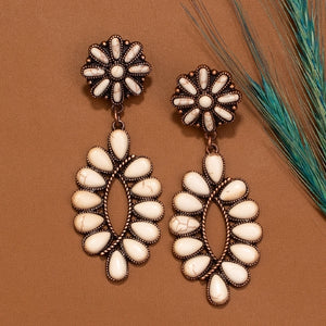 White Stone and Copper Squash Earrings