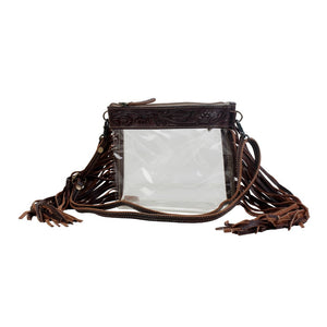 Intricate Tooled Clear Bag with Fringe