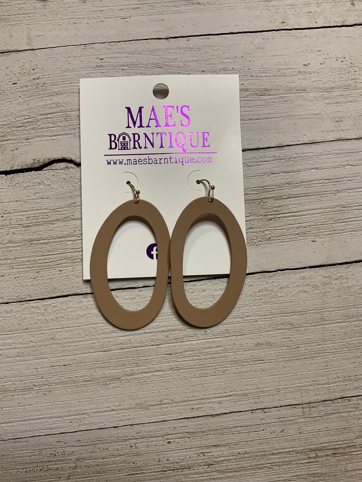 Brown Oval Painted Earrings