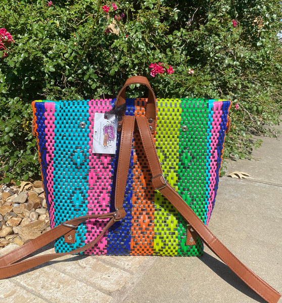 Bright Multicolored Hand Woven Backpack