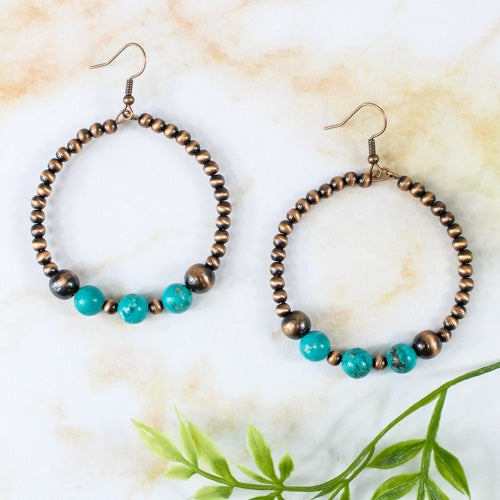 Copper Navajo and Turquoise Earrings