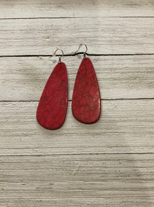 Long Red Slab Earrings