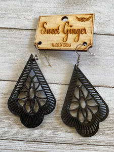 Black Spade Wood Earrings