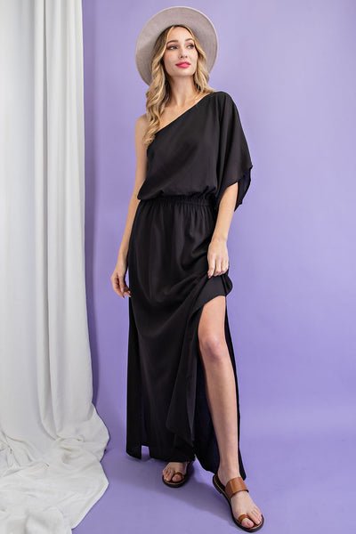 Black One Shoulder Maxi Dress