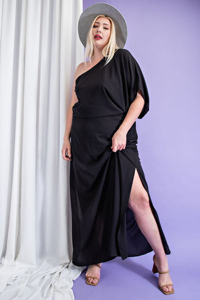 Black One Shoulder Maxi Dress