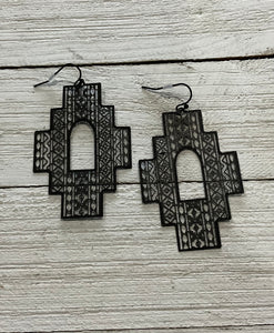 Black Arched Aztec Earrings