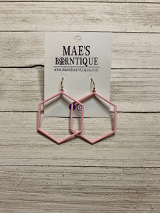 Pink Hexagon Earrings