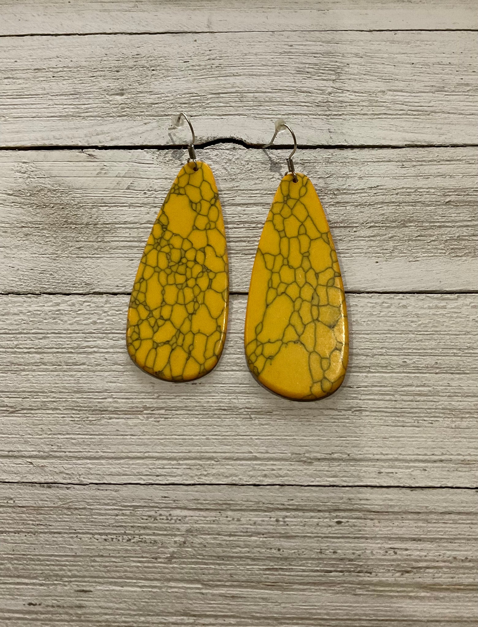 Long Mustard Slab Earrings