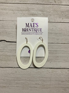 White Oval Painted Earrings
