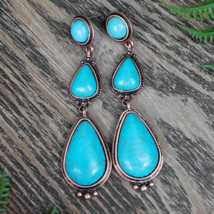 Turquoise Stone and Copper Joanna Earrings