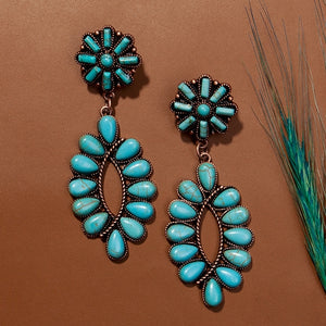 Turquoise Stone and Copper Squash Earrings