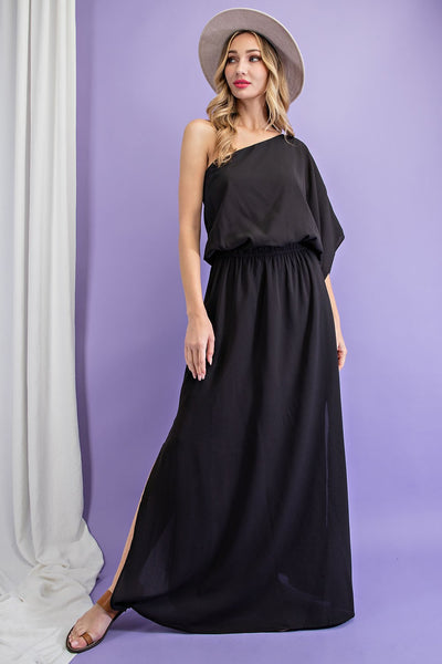 Black One Shoulder Maxi Dress