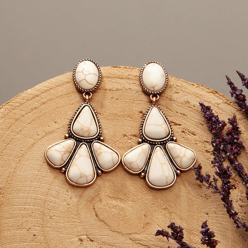 White Stone and Silver Monica Earrings
