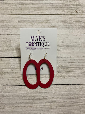 Burgundy Oval Painted Earrings