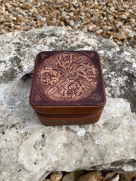 Small Square Jewelry Box - Tooled