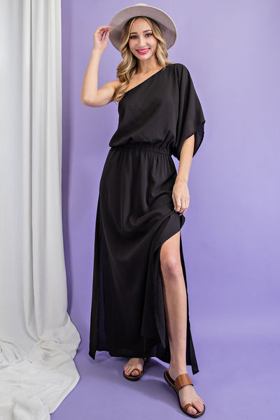 Black One Shoulder Maxi Dress