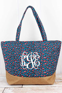 Teal Leopard Tote