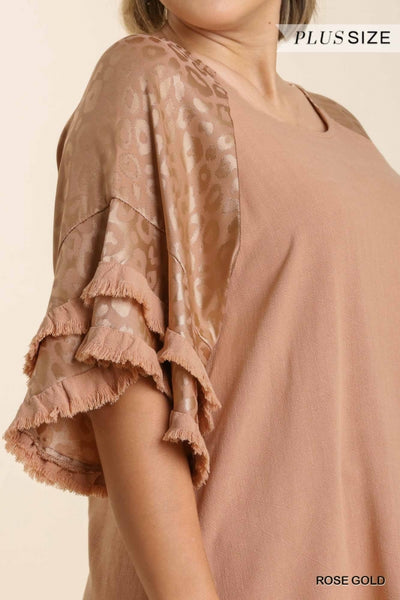 Rose Gold Jacquard Bell Sleeve Top